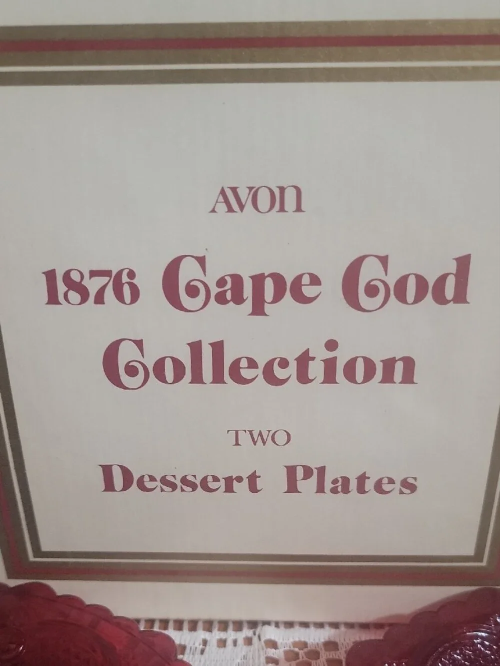 Avon 1876 Cape Cod Collection Deep Ruby Glass Dessert Plates - Pair